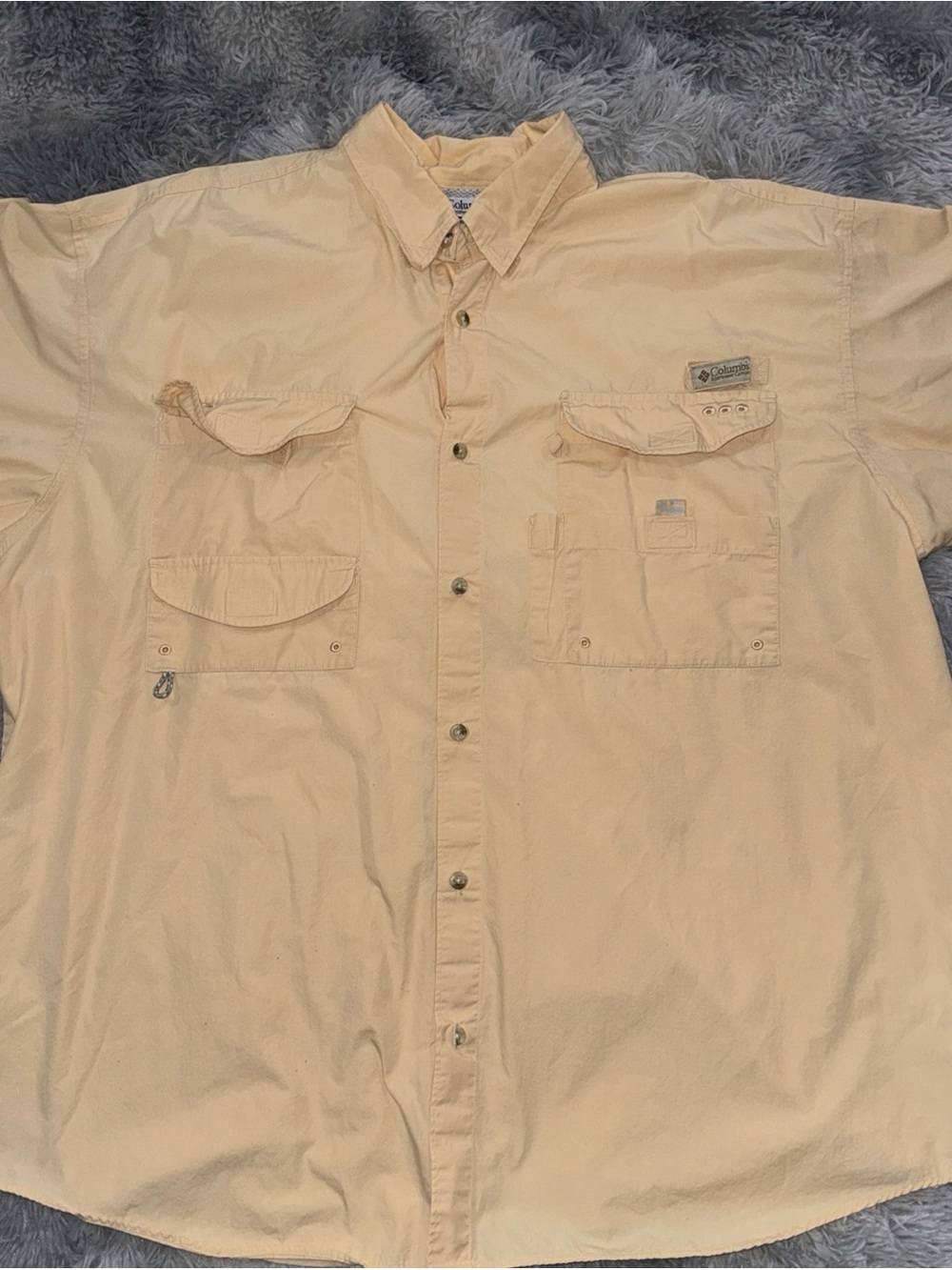 Columbia Men's Short-Sleeve Casual Button-Down Shirt - Beige
